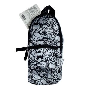 Yoobi x Marvel Backpack Pencil Case Black White Avengers Chibi Print NWT